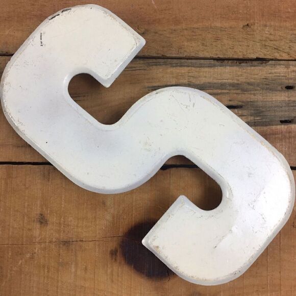 Antique Industrial Metal Marquee Letter “S” Accent Decor - Picture 1 of 9